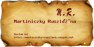 Martiniczky Ruszlána névjegykártya